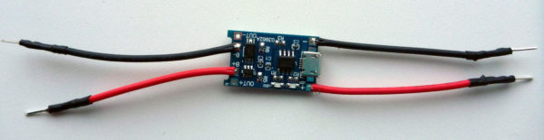 Controller - TP4056 (5V-1A) MICRO USB med ledninger til LIPO batteri og solcellepanel modul A eller modul C
