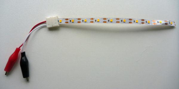 LED strip med 10 hvide lysdioder med krokodillenæb (5V)