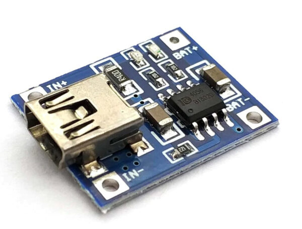 Controller - TP4056 (5V-1A) MINI USB til opladning LIPO-batteri ved hjælp af solcellepanel modul A eller modul C