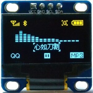 0.96″  Display Module I2C SSD1306 IIC SPI Serial 128X64 OLED (4 pins - Gul/Blå)