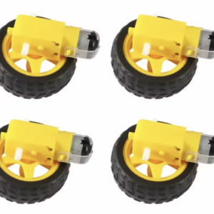 4 stk. DC gear motor med gummihjul